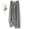Calça Wide Leg de Algodão e Seda para Mulheres, Emagrecimento, Fina, Adequada para Usar em Casa e ao Ar Livre, Calça Wide Leg Casual Solta, Cintura Alta, Versátil, Efeito de Caimento de Verão