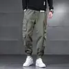 Pantalones Cargo con Bolsillos de Múltiples Solapas Estilo Japonés Marca de Moda Talla Grande Pierna Ancha con Cordón Primavera y Otoño Soldadura Trabajo al Aire Libre Pantalones Casuales