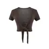 T346- Moda Estilo Europeo Chica Picante Camiseta Corta Escotada de Manga Corta para Mujer 2026 Nueva Colección Primavera/Verano Top Sexy Adelgazante