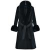 Casaco de Lã de Comprimento Médio Elegante Estilo Coreano Inverno Novo Roupa Feminina Casaco com Gola de Lã Imitação Raposa