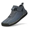 ¡Guau! Zapatos de Cuero para Hombre de Talla Grande, Caña Baja, Cosidos a Mano, Zapatos Casuales para Hombre, Mocasines Planos sin Cordones, Zapatos de Conducir para Hombre