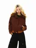Chaqueta de Algodón con Capucha Gruesa de Bloques de Color Estilo Retro Americano para Hombres y Mujeres, Abrigo Corto de Algodón Grueso Cálido Fresco de Corte Holgado de Invierno