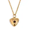 Collar Colgante Diseño de Nicho Simple Europeo y Americano Acero Inoxidable Chapado en Oro de 18K Piedra de Cumpleaños de Diciembre Collar de Caja