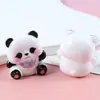 Panda Sonrojado de Dibujos Animados Adorno de Animal de Resina 3D Llavero Colgante Creativo Decoración de Escritorio Coche Micro Paisaje