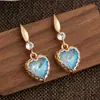 Nuevos Pendientes Colgante de Amor Juego Cristal de Color Forma de Corazón Pendientes de Circonita Pendientes para Mujer Transfronterizo Collar de Acero de Titanio