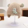 Chapéu de Bebê Menino Chapéu de Tricô Desenho Animado Dinossauro Bebê Chapéu de Lã Mês Pequeno À Prova de Vento Camada Dupla Chapéu Quente com Proteção para Orelhas