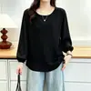Camisa top de moda para mujer talla grande de principios de otoño, manga larga, irregular, hueco, patchwork, adelgazante, imitación de dos piezas