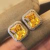 ED093 Totalmente Cravejado com Diamante Agulha de Prata 925 8x 10 Pedra Preciosa Turmalina Sintética Quadrado Grande Brincos Femininos Zircônia Rosa Amarela Brincos Grandes