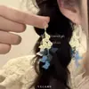 Pendientes de Flor de Racimo de Cuentas de Arroz y Cuentas de Cristal con Aguja de Plata Estilo Casual Moda Versátil Dulces Pendientes de Botón con un Diseño Único para Mujeres