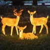 Lámpara de Turismo Cultural Familia de Tres Ciervos Lámpara de Paisaje con Forma de Animal Ciervo Luminoso de Fibra de Vidrio para Exteriores Lámpara de Animal Artificial
