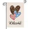 Popular Bandera de Jardín del Día de la Independencia de Amazon Perro Estrella Estampado Material de Lino Bandera Decorativa Americana para Exteriores