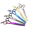 Tijeras Nepperson de 7.0 pulgadas con diseño de espina de pescado de colores Tijeras para aseo de mascotas Tijeras entresacadoras