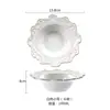 Cerámica de Alivio W & Retro Vajilla Creativa para el Hogar Plato Plano Plato para Comida Occidental Tazón de Arroz Tazón para Fideos Tazón para Sopa Plato de Postre Europeo