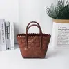 Bolsa Tejida Estilo Ratán Hecha a Mano de Gatito Celebridad de Internet, Bolso de Mano con Asa de Bambú, Regalo Souvenir, Bolso de Boda Tejido Diagonal, Bolsa de Regalo