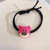 Cuerda para el Cabello de Oso de Fresa para Niña, Linda, de Alta Elasticidad, Adorno para la Cabeza Negro, Sencilla, Combinable con Todo, Fuerte Corazón de Niña, Cuerda para el Cabello