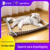 Cama de Rattan para Animais de Estimação Tapete Refrescante Dupla Face para Gatos Almofada Refrescante Gaiola para Gatos Cama de Lona para Cães Cama para Gatos Resistente a Arranhões Respirável Sensação Fresca