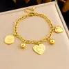 Collar Pulsera Set de Mujer Acero Inoxidable Chapado en Oro Cadena Colgante Corazón Sol Retro Simple Transfronterizo Europeo y Americano