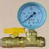 Tipo dividido amarillo de 4 puntos DN15 tubería de agua tubería prueba de presión de extremo prueba de agua dispositivo de gas válvula de bola manómetro roscas macho y hembra