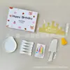 Conjunto de faca, garfo e prato para bolo em caixa de presente cinco em um, conjunto de louças descartáveis para sobremesa, conjunto de louças para bolo de aniversário