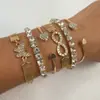 Moda Transfronteiriça Europeia e Americana Retrô Pedra Sintética Coração Pulseira Empilhável Design de Nicho Conjunto de Pulseiras Cobra