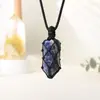 Colgante Prismático Hexagonal de Cuarzo Rosa Blanco Natural para Hombres Mujeres Parejas Colgante de Collar de Piedra Cruda Adorno Joyería Regalo Venta al por Mayor