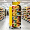 Estante expositor de snacks multicompartimento para supermercado, estante multicapa para papas fritas en bolsa y en lata, estante expositor de marcas de alimentos para supermercados