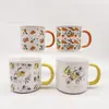 Juego de Taza y Platillo para Café Estilo Retro Blanco y Negro Rayado Estilo Europeo con Borde Dorado para Hogar y Oficina Taza para Desayuno Leche Taza de Café