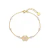 Pulseira de prata de lei S925 com zircônia de estrela e trevo de quatro folhas para mulheres, design de nicho da moda europeia e americana, joia versátil, atacado transfronteiriço