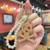 Chaveiro Criativo Feito à Mão DIY Corrente de Pérolas Argila de Polímero Caveira com Strass Novo Modelo Ornamento Pendente Requintado de Halloween