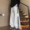Colección de otoño e invierno: Pantalones de chándal casual de peso pesado con tres rayas para hombre y adolescente, corte holgado, forrados de felpa, estilo de pierna recta, modernos