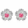 Brincos da moda estilo coreano femininos românticos flor de cerejeira frescos elegantes brincos feitos à mão com zircônia incrustada de diamante não fáceis de brincos da moda