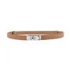 Cinturón de Cuero Genuino Versátil para Mujer en Stock para Trajes, Pantalones, Abrigo Trench Ceñidor de Cintura, Cinturón Fino de Cuero para Mujer, Cinturón con Hebilla en H, Estilo de Lujo Ligero