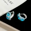 Colección de Pendientes de Zirconia Azul con Diseño de Nicho de Moda, Pendientes Únicos Versátiles Exquisitos de Lujo Ligero de Gama Alta para Mujer