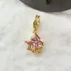 Colgante Cuadrado de Circonita Chapado en Oro Real de 18 Quilates Estrella Pequeñas Cuentas de Gota Accesorios para Joyería DIY