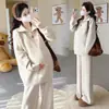 Conjunto de Maternidad para Otoño e Invierno: Suéter Suave y Amigable con la Piel con Cremallera y Cuello Alto a la Moda y Pantalones Casuales de Pierna Ancha, Conjunto Holgado para Maternidad