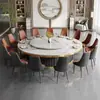 Mesa Eléctrica de Comedor de Hotel Mesa Redonda Grande Mesa Estilo Chino Nuevo Tablero de Roca Mesa Giratoria Rotatoria para 20 Personas Restaurante Club Habitación Privada
