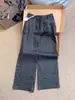 ¡Conjunto Súper Elegante! Pantalones Casuales de Lino Grises Ligeros de Pierna Ancha para Mujer, Nuevo Estilo de Verano, Versátiles Pantalones de Pierna Recta Estilo Old Money
