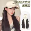 Peluca para Mujer Peluca Completa Todo en Uno Seda Artificial de Alta Temperatura Gorra de Béisbol Retro Peluca Natural Atable Cabello Largo Liso