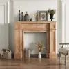 Gabinete decorativo de chimenea de madera maciza vintage estilo francés, repisa de chimenea falsa blanca y negra europea y americana, accesorio para fotografía de casa de huéspedes