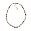 Collar de Piedra Ojo de Tigre con Cuentas Estilo Retro Maillard Otoño e Invierno Cadena para Clavícula Collar Elegante de Moda Joyería para Mujeres Alta Gama