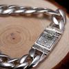 Pulsera de joyería para hombre de plata tailandesa vintage, cadena cubana simple con artesanía desgastada, personalidad dominante tejida, moderna para hombre, brillante