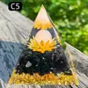 Pirâmide de bola de cristal natural de 8cm Ornamento de mesa de escritório europeu e americano Artesanato de pirâmide de resina para yoga e meditação