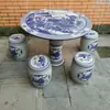 Juego de Mesa y Taburetes de Cerámica China de Una Mesa y Cuatro Taburetes para Patio Balcón Mesa de Té de Ocio Set de Adornos de Jardín para Exteriores Suministro Directo de Fábrica