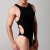 Comercio Exterior Transfronterizo Ropa Sexy para Hombre Seda de Hielo Sedosa Mono de Botones Vivos para Hombre Ropa Interior para Hombre Sexy de Una Pieza E664