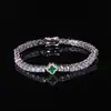 Hip-Hop Europeo y Americano Cadena de Tenis de Trébol de Circonita de Cobre Exquisito Incrustado de Diamantes Moda Versátil Accesorio Transfronterizo Nuevo Pulsera