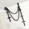 Pendientes de Joyería Europeos y Americanos Transfronterizos, Clips para Orejas, Personalidad de Moda Punk Cadena Doble Capa con Borla de Cruz Clips para Orejas Hip-Hop
