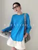 Top Delgado de Seda de Hielo Azul sin Espalda Estilo Coreano para Mujer, Cubierta de Verano para Aire Acondicionado, Camiseta Protectora Solar de Manga Larga para Mujer Petite