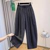 Desconto de Marca Calças de Verão Finas Xadrez de Perna Larga para Mulheres Plus Size, Calças Harem que Cobrem o Quadril e Emagrecem, Calças Casuais Femininas Curvas