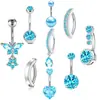 Novo Piercing de Umbigo com Zircônia Borboleta Flor Europeu e Americano Conjunto de Anéis para Umbigo Borboleta Pronto para Venda