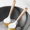 Cepillo para Ollas con Mango de Madera Imitación Cepillo para Ollas de Cocina Mango Largo Herramienta de Lavado Artefacto Universal No Daña las Manos Limpieza al por Mayor